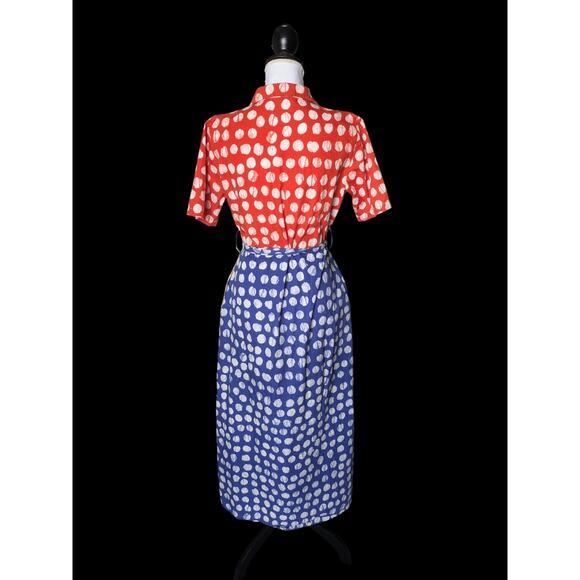 Busayo Collective Colorblock Shirt Dress Size 4 Polka Dot Maxi 100% Cotton - Picture 3 of 7